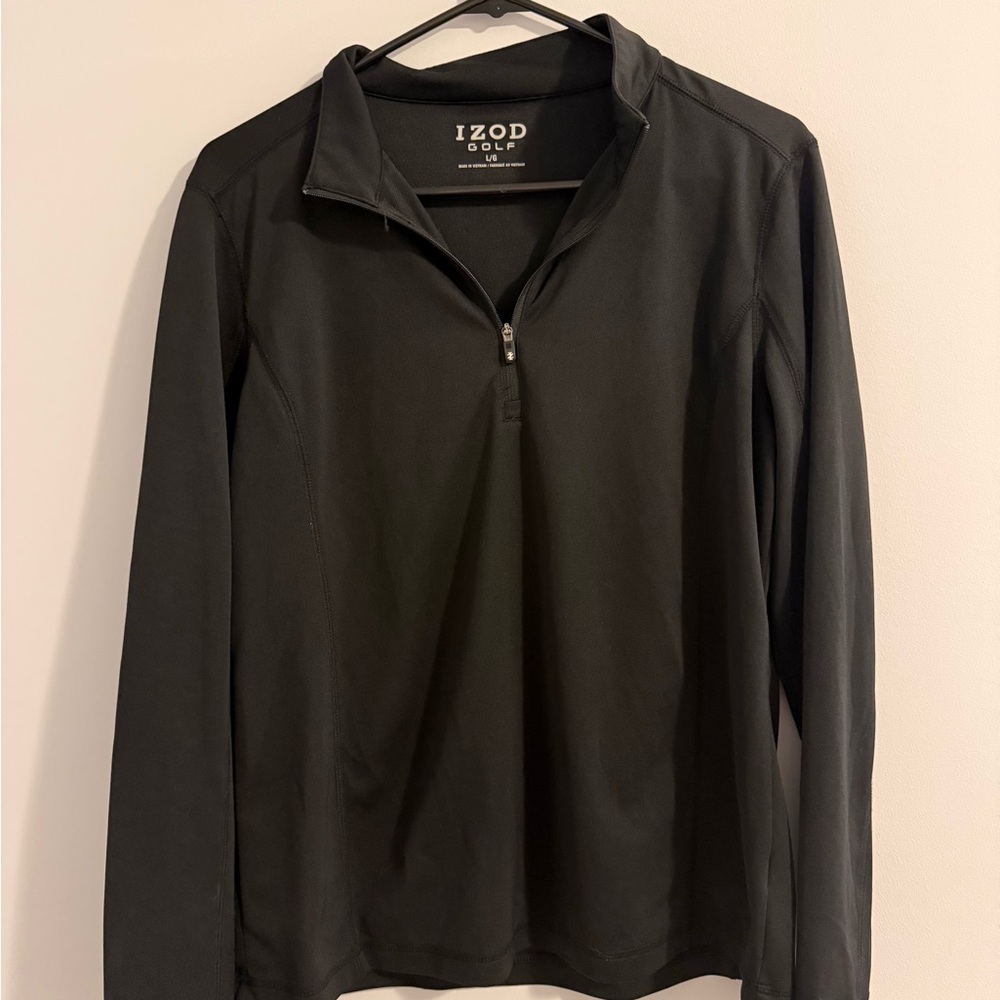 Izod Golf Black 1/4 Zip-Up Pullover Size Large